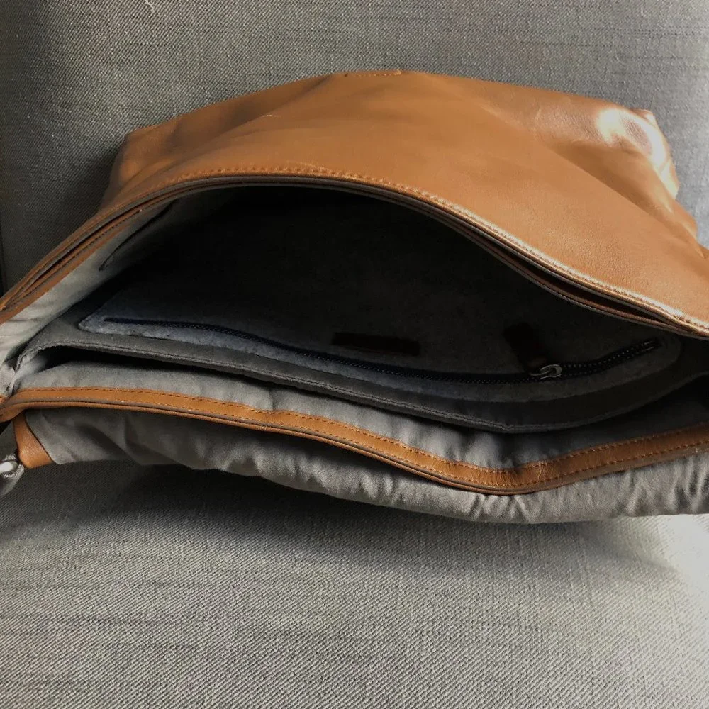 Skagen Brown Leather Messenger Bag with Black Strap